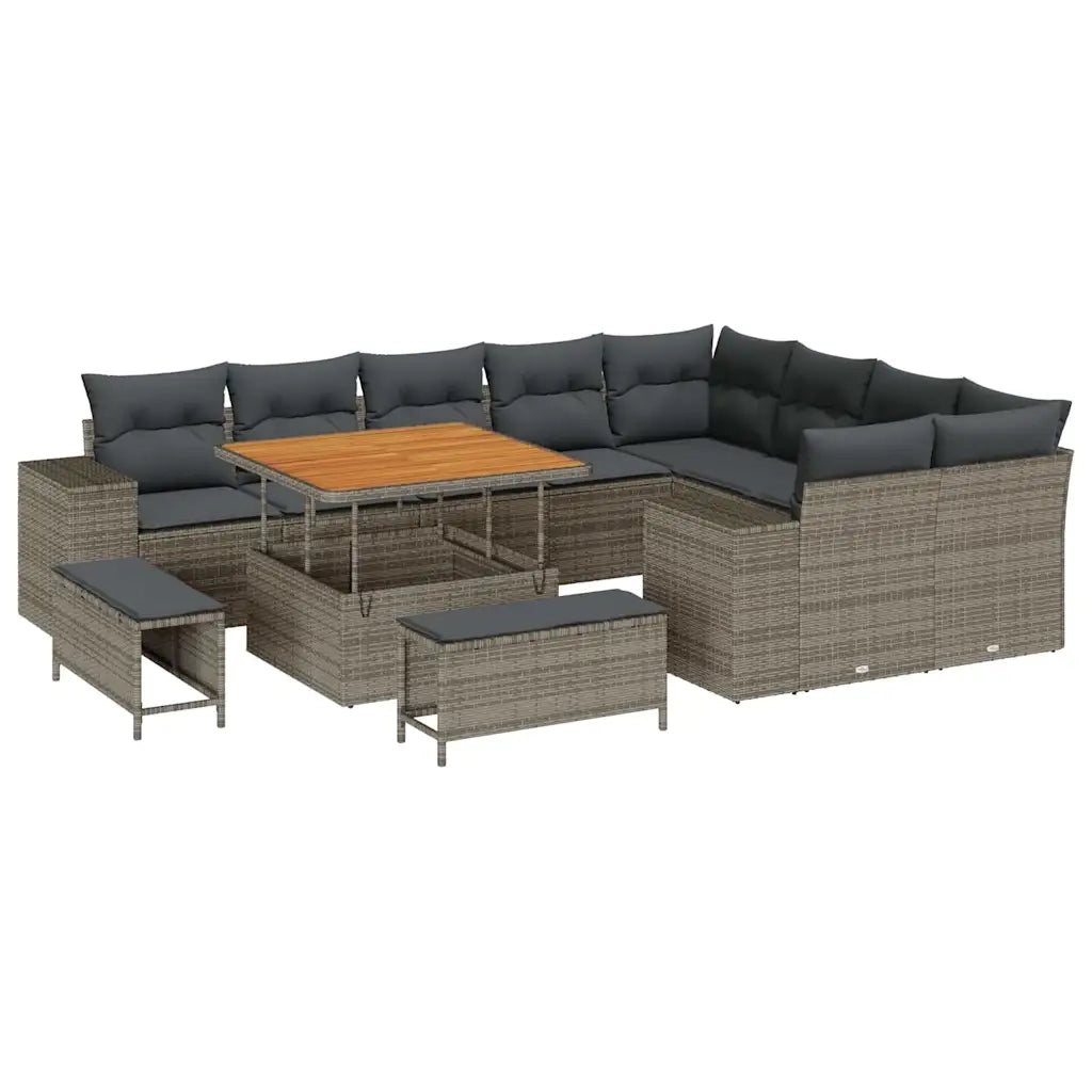 Set Divano da Giardino con cuscino 12 pcs Grigio polyrattan 3362038