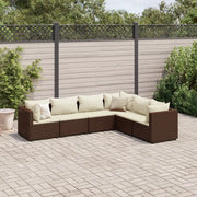 Set Mobili da Giardino 6pz con Cuscini in Polyrattan Marrone 3308137
