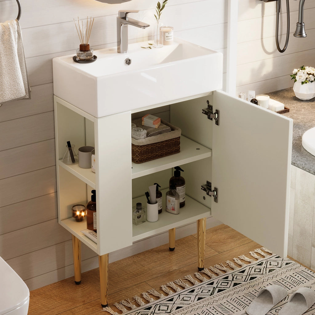 MOBILE BAGNO con lavabo 55 cm bianco in MDF da terra