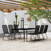 Set da Pranzo per Giardino 7 pz con Cuscini Nero 3099183