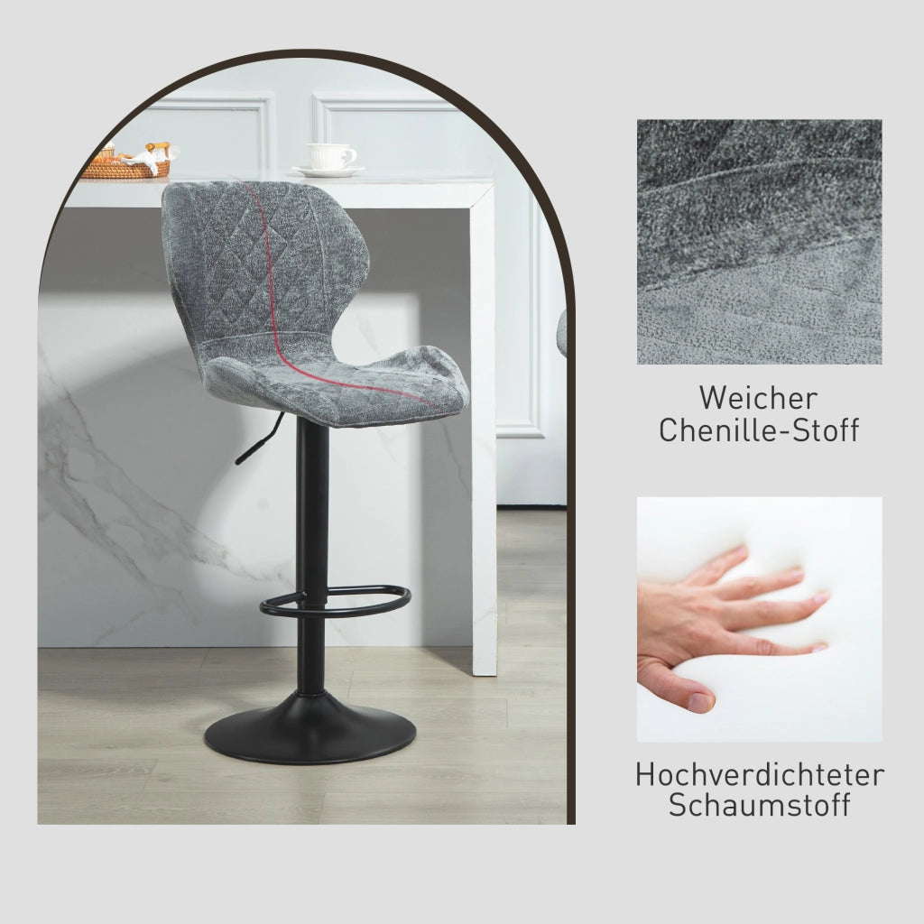 Sgabelli da Bar Regolabili in Altezza con Schienale ¨C Minimal ¨C Grigio
