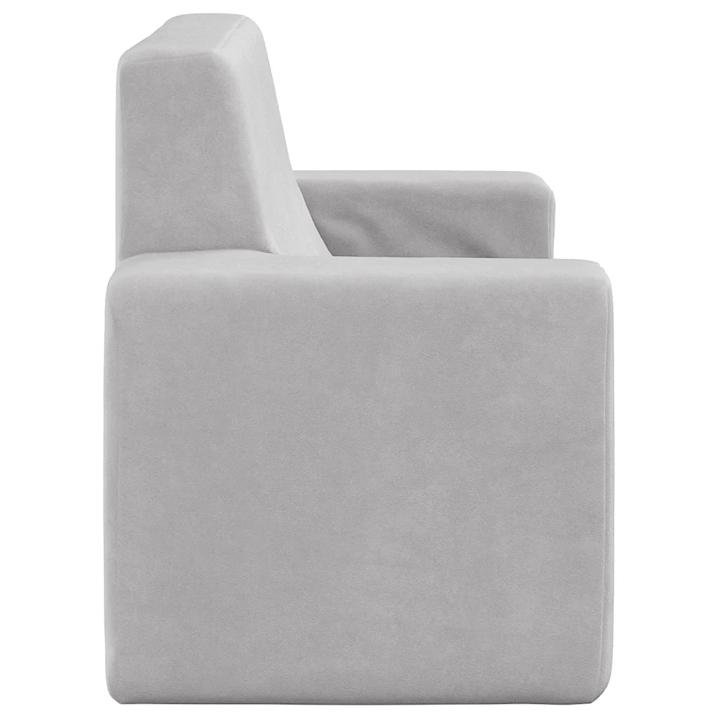 Divano per Bambini a 2 Posti Grigio Chiaro in Morbido Peluche 4104797
