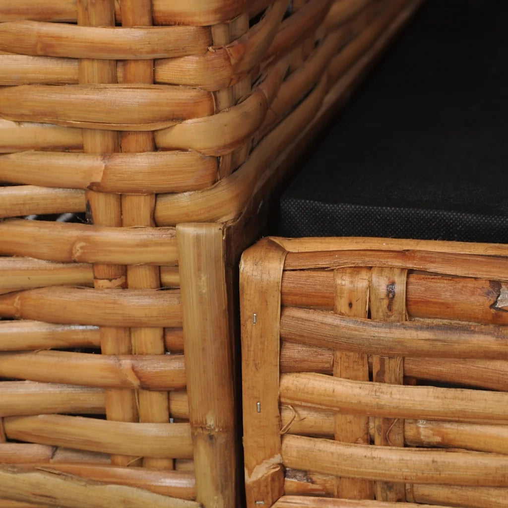 Divano a 2 Posti con Cuscini Marrone in Rattan Naturale 283079
