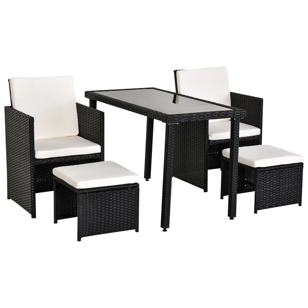 Set Giardino Polyrattan ¨C Minimal ¨C 11 Pezzi con Cuscini Nero