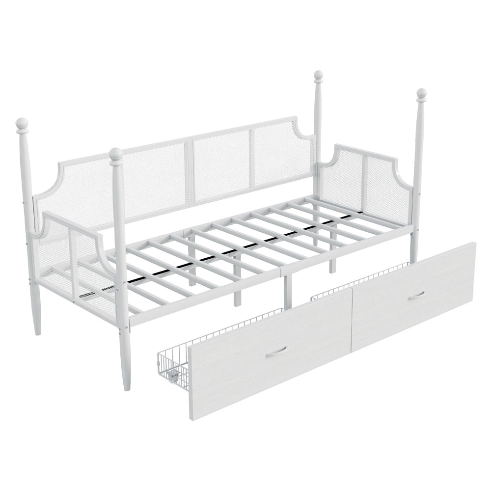 Divano letto - Xylo - 90x200 cm vintage bianco