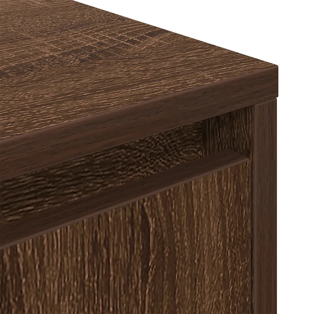 Comodino con Luci LED Rovere Marrone 38x34x50 cm 861295