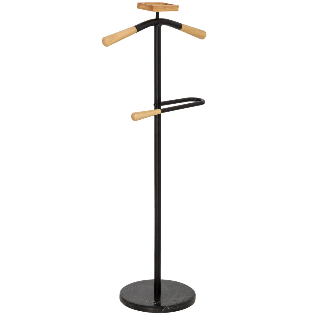 Perchero de metal y madera negro 120h cm