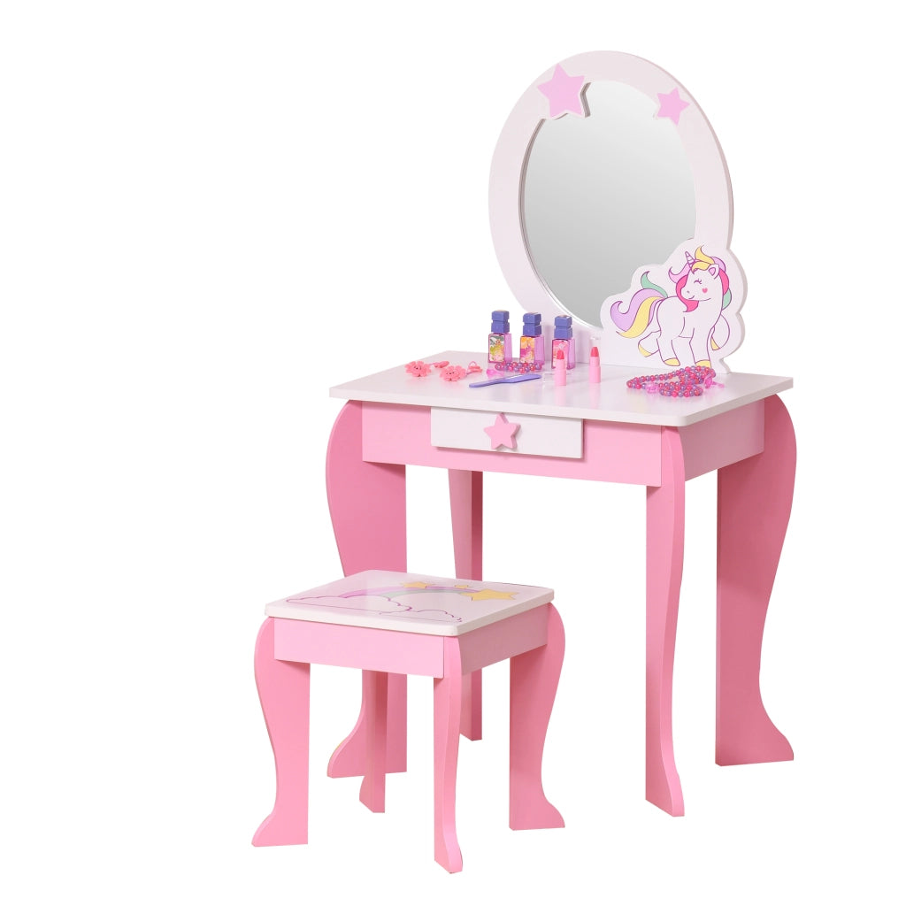 Specchiera Giocattolo con Cassetto e Sgabello ¨C Xylo ¨C Per Bambini 3-6 Anni