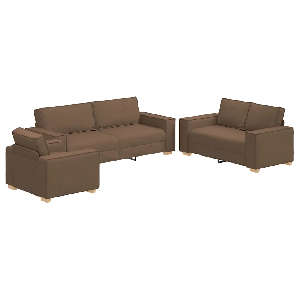 Divano 3 pcs Marrone 220 x 80 x 84 cm Tessuto misto lino 3324613