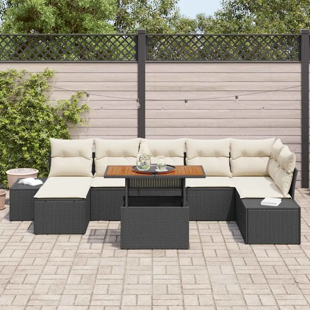 Set Divano da Giardino con archiviazione 8 pcs Nero Poly Rattan 3358728
