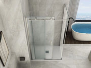 Box Doccia in Cristallo 8 MM Due Lati Fisso piu' Porta Scorrevole - Misura: 80 x 90 x h195