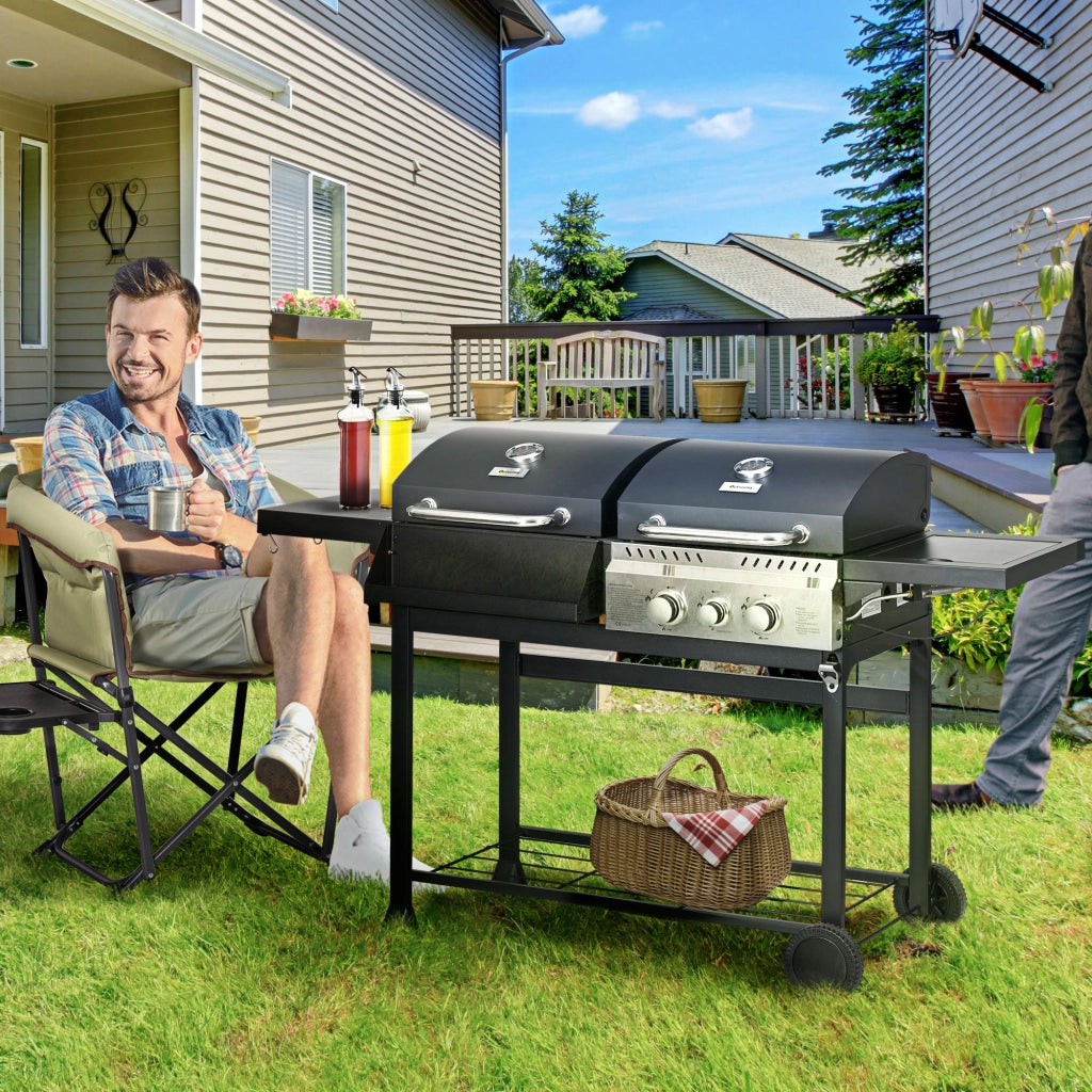 Barbecue a Gas con Termometro ¨C Xylo ¨C Nero e Argento 161x54x103 cm
