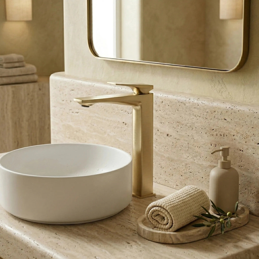 Rubinetto Da Lavabo Premium Rea Prime Brush Gold High