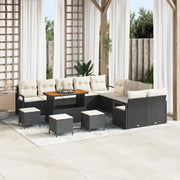 Set Divano da Giardino con cuscino 14 pcs Nero polyrattan 3362590
