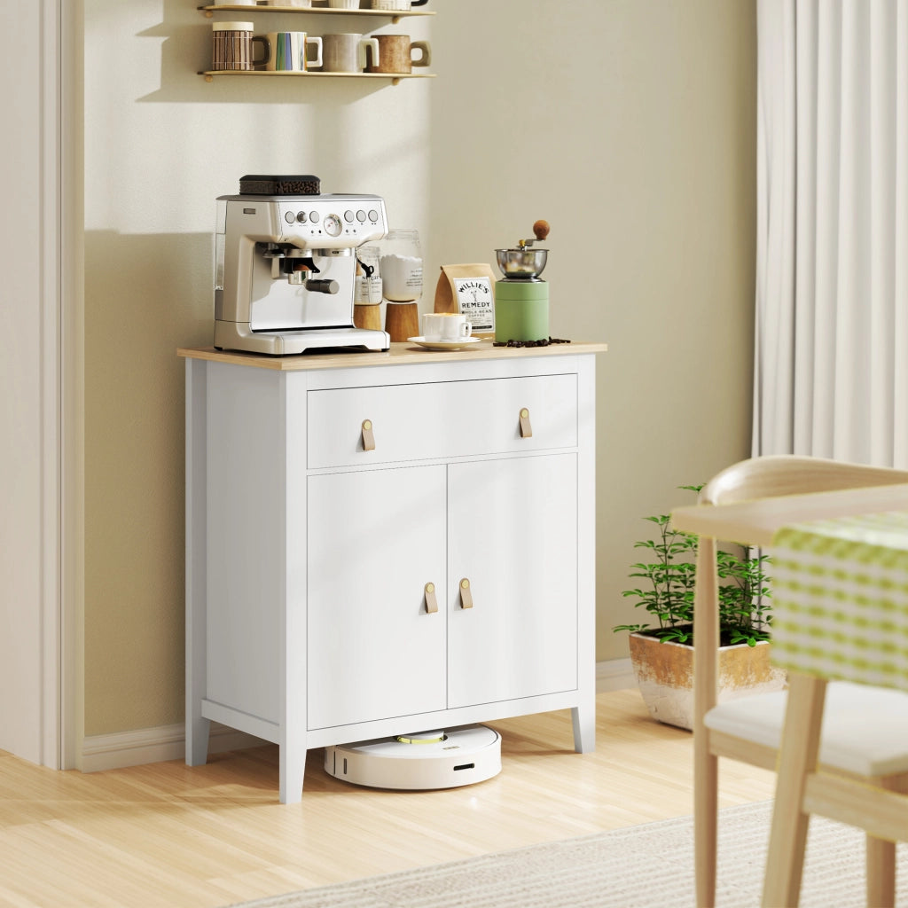 Armadio con cassetti e ripiani ¨C zephmum ¨C bianco e rovere 80x40x90