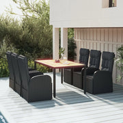 Set da Pranzo da Giardino 7 pz Nero con Cuscini in Polyrattan 3157602