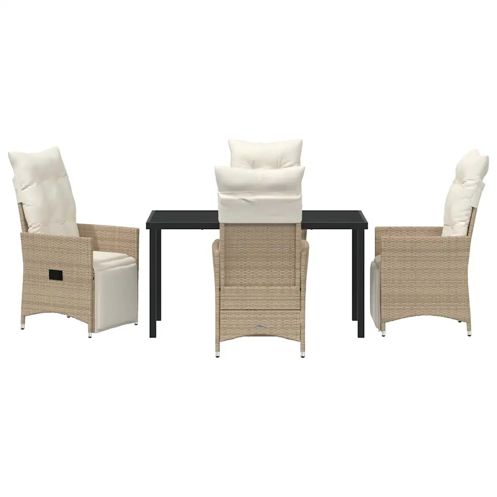 Set da Pranzo per Giardino con cuscino 5 pcs Beige polyrattan 3379585