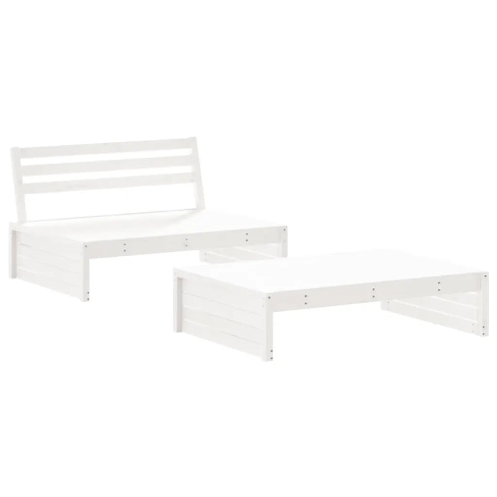 Set Divani da Giardino 2pz | Set Salotto da Giardino con Cuscini in Legno Massello Bianco