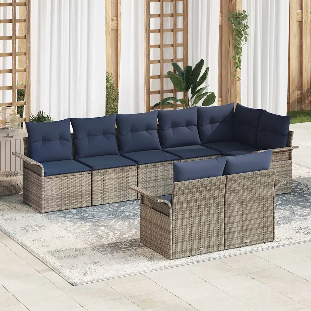 Set Divano da Giardino 8 pcs Grigio polyrattan 3354084