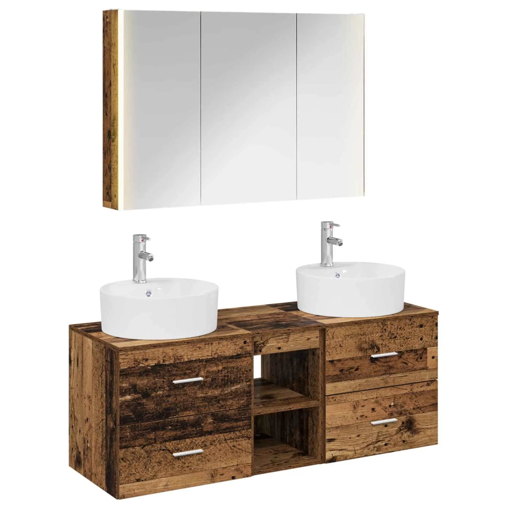 Set di mobili per il bagno 4 pz Legno antico 3406909