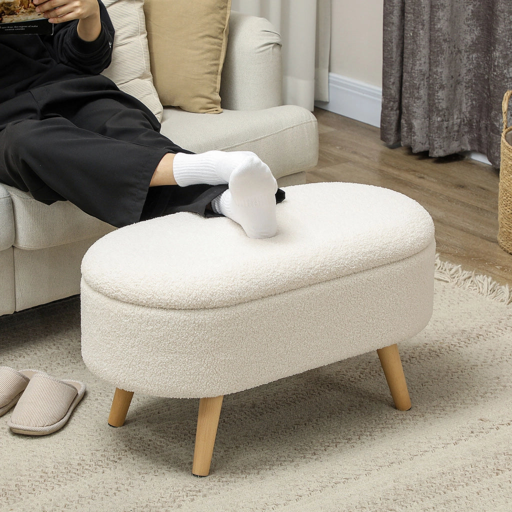 Divano con cassetti ¨C Minimal ¨C Tessuto bianco 90x40x45