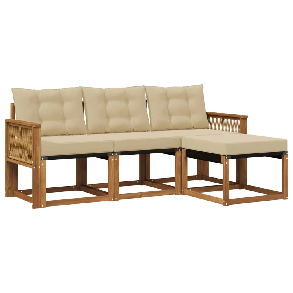 Set di divani da esterno con cuscino 4 pcs Naturale e Beige 3381877