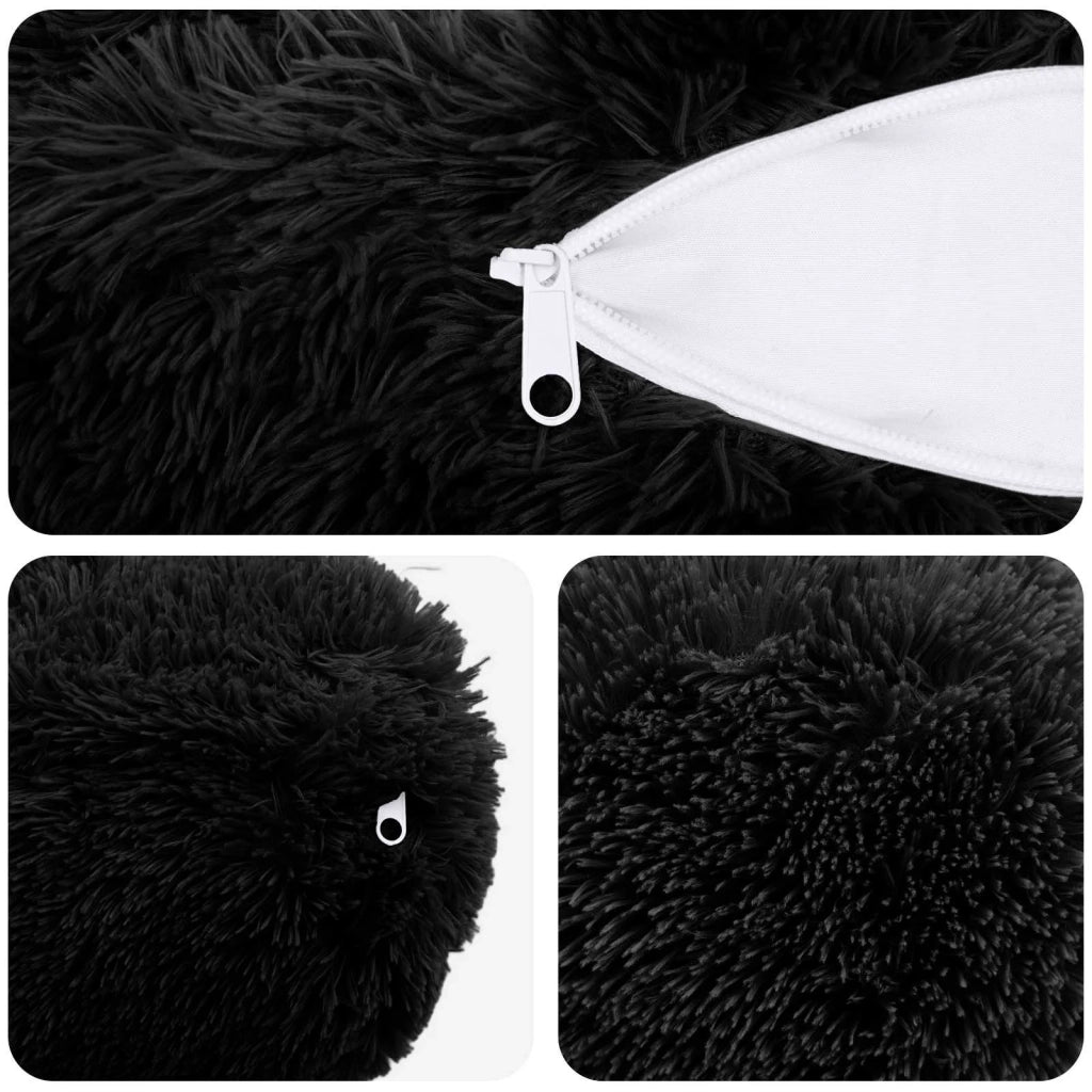 Federa 6 pcs HEERLEN Nero Ø 15 x 40 cm Fleece PV 923386