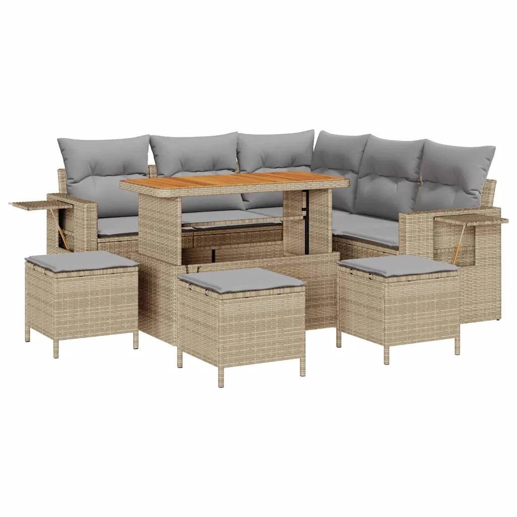 Set Divano da Giardino 10 pcs Beige e Grigio Chiaro polyrattan 3363702