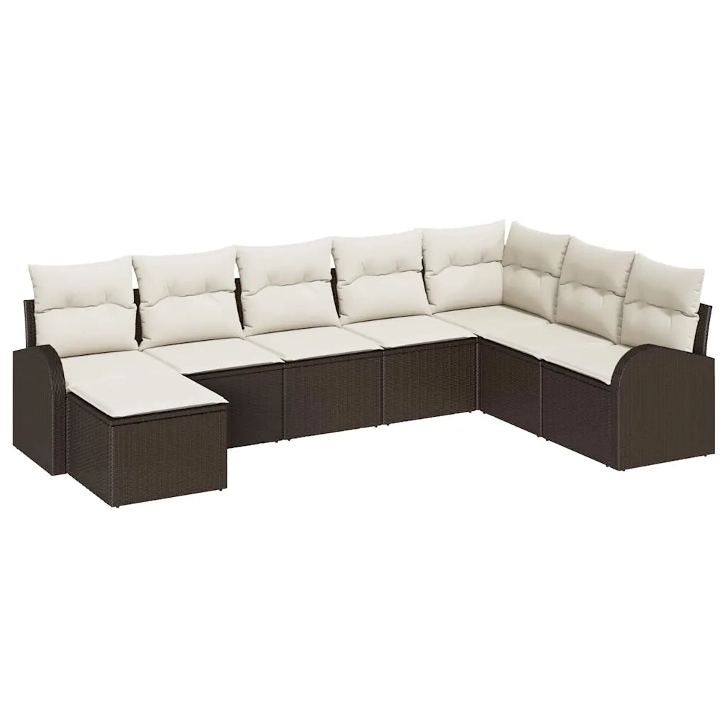 Set Divano da Giardino con cuscino 8 pcs Marrone Poly Rattan