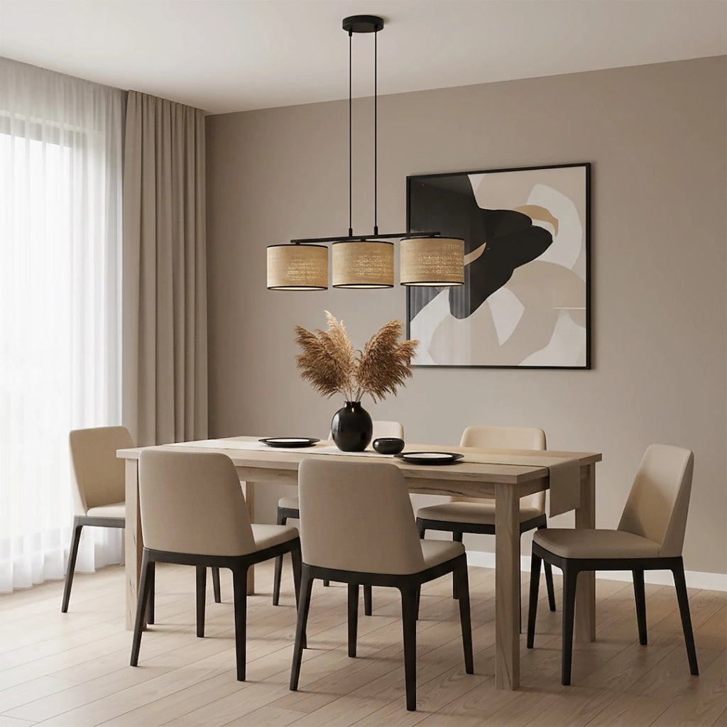 Lampada sospesa boho 3xE27 rattan nero-beige Emibig
