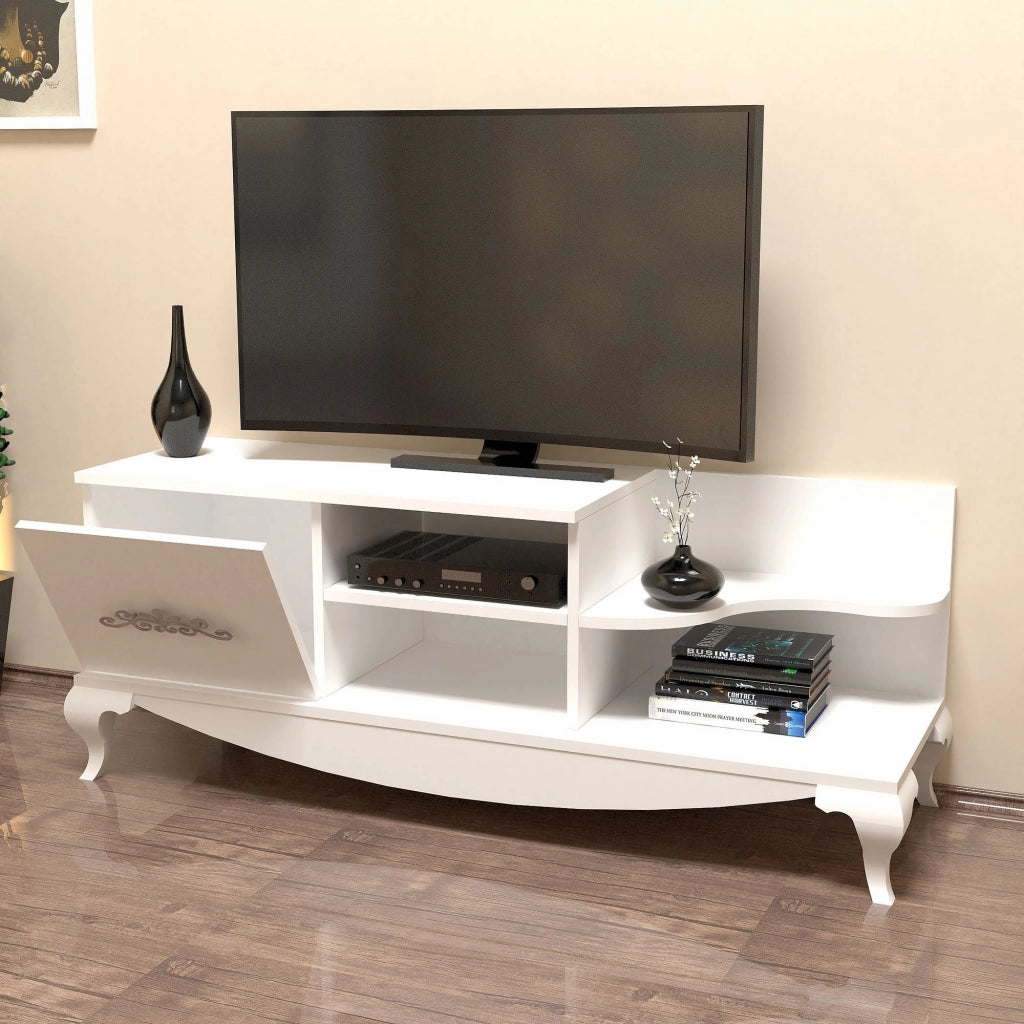 Rinaldo, Mobile Porta tv 2 Ripiani, 130x45x51h cm Bianco