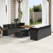 Set Divano da Giardino con cuscino 11 pcs Nero