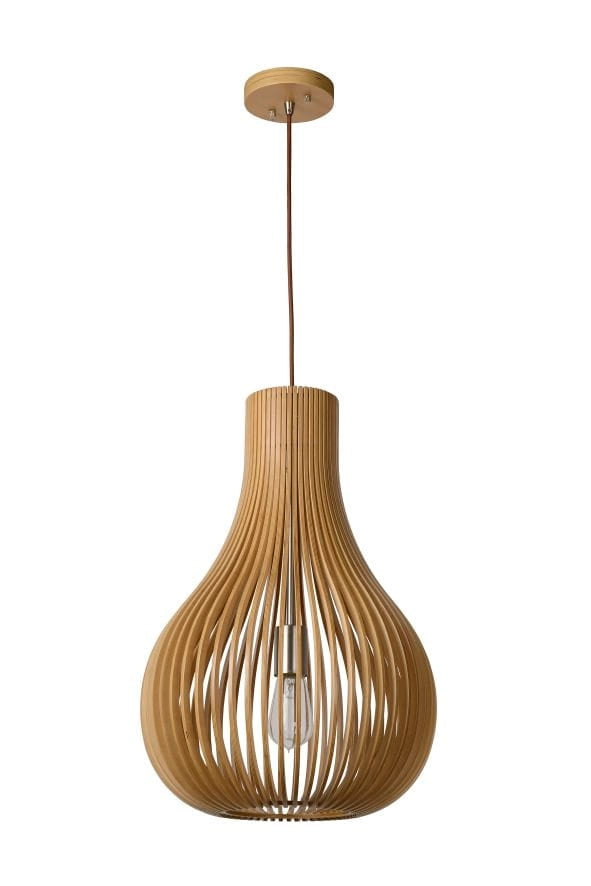 Lampada a sospensione Lucide BODO legno chiaro Ø38 E27