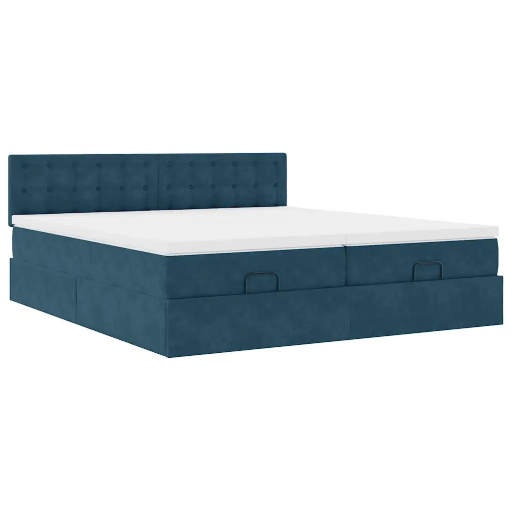 Struttura Letto Pouf con Materassi 180x200 cm Velluto