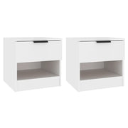 Set di 2 Comodini | Armadio da Notte | Mobiletto da notte Bianchi in Legno Multistrato