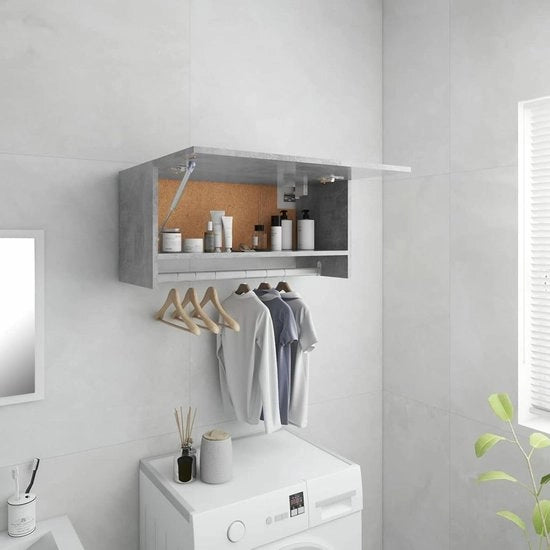 Cassettone con grande capacità di stoccaggio - grigio cemento - materiale legno - 70 x 325 x 35 cm