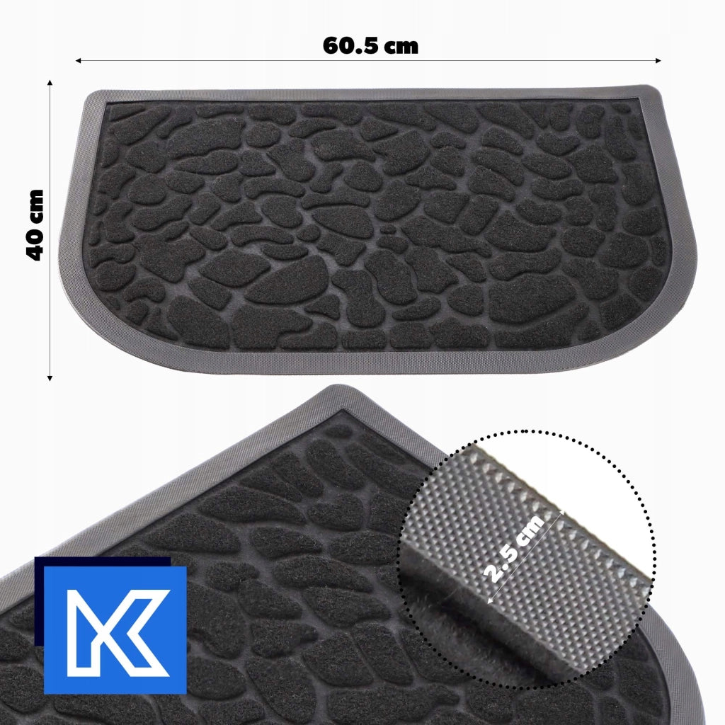 Zerbino da ingresso KADAX per esterni, semicircolare in gomma, 60x40 cm