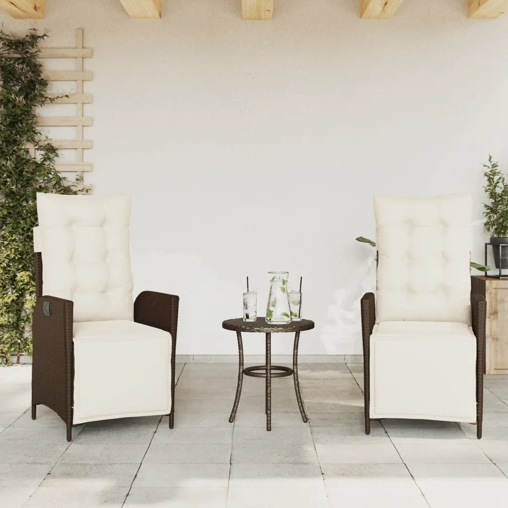Set Bistrò 3 pz con Cuscini Marrone in Polyrattan 365298