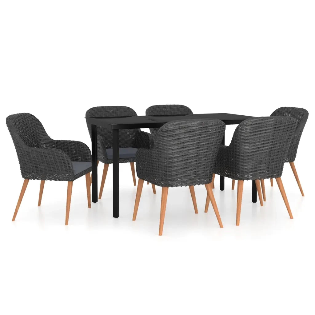 Set da Pranzo da Giardino 7 pz con Cuscini Nero 3099508