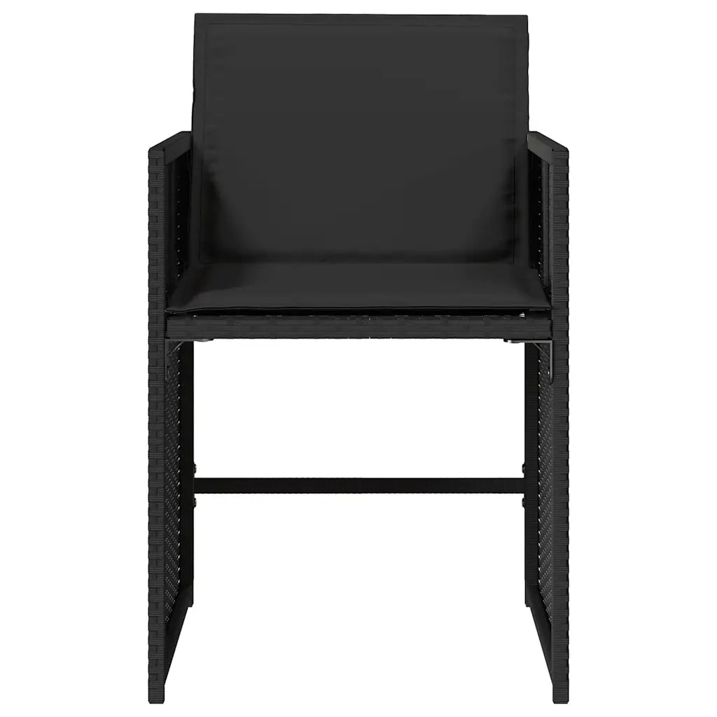 Sedie da Giardino con Cuscini 4 pz Nere in Polyrattan 364984