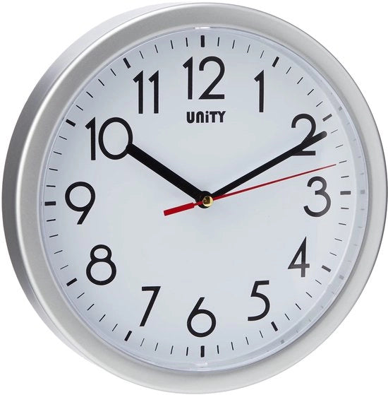 Ora Affissione da Parete Hastings, Moderno, Silenzioso, Argento, 22 cm