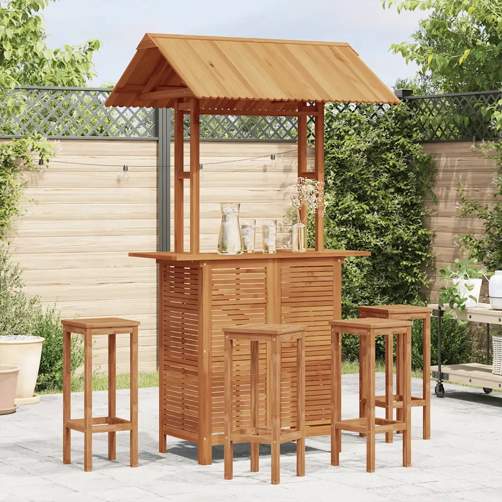 Tavolo Bar Esterno con Tetto 113x106x217cm Massello di Acacia 45909