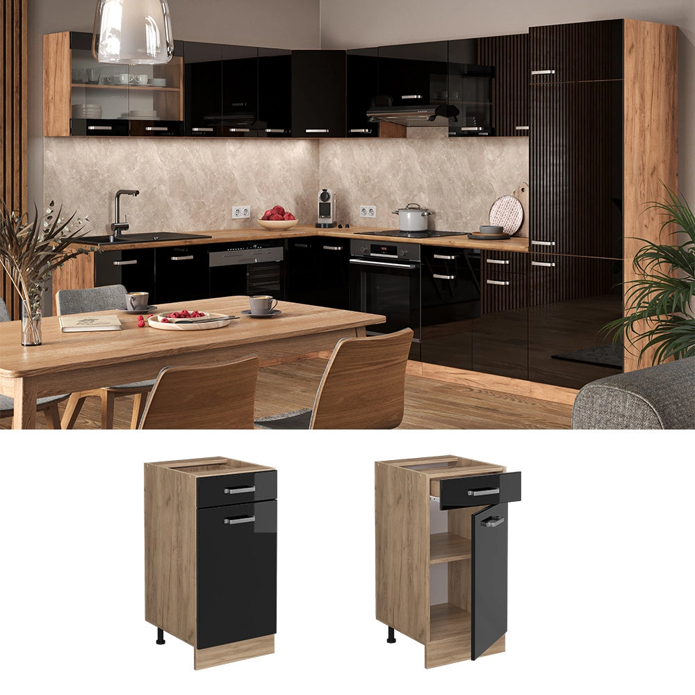 Vicco Mobiletto base per cucina Nero lucido 40 cm , PL Antracite