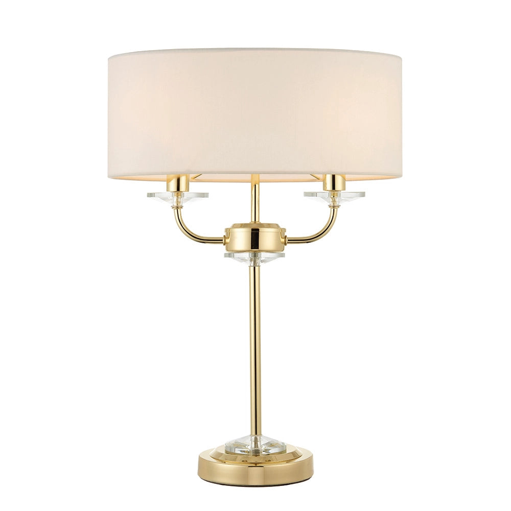 Lampada da tavolo doppia ottone con paralume 2xE14 Nixon