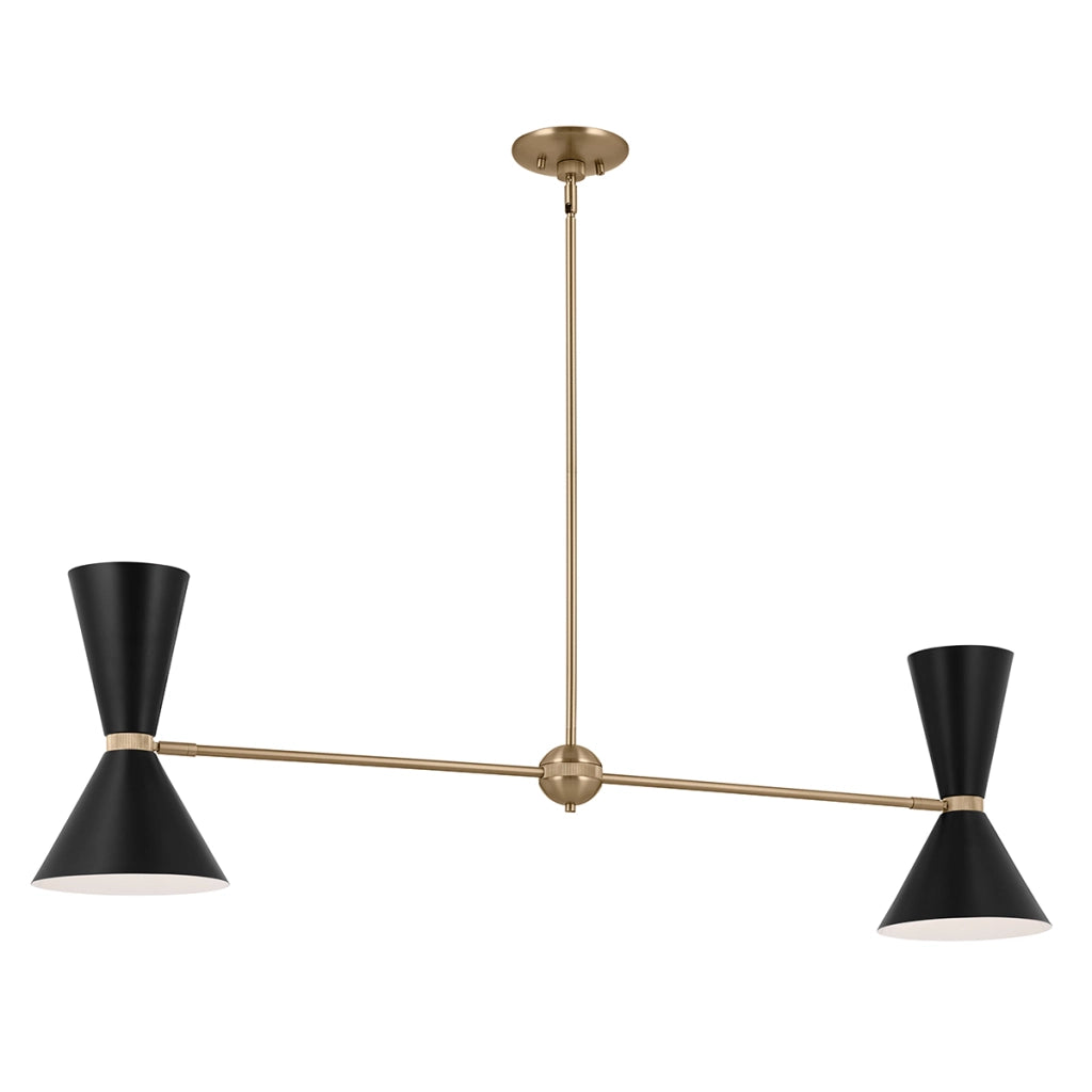 Lampada sospensione lineare Phix 130cm ottone/nero 4xE27