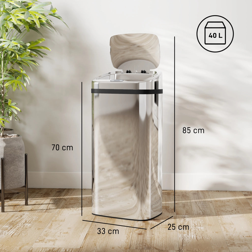 Pattumiera Automatica con Sensore ¨C Xylo ¨C 40L Argento 33x25x70cm