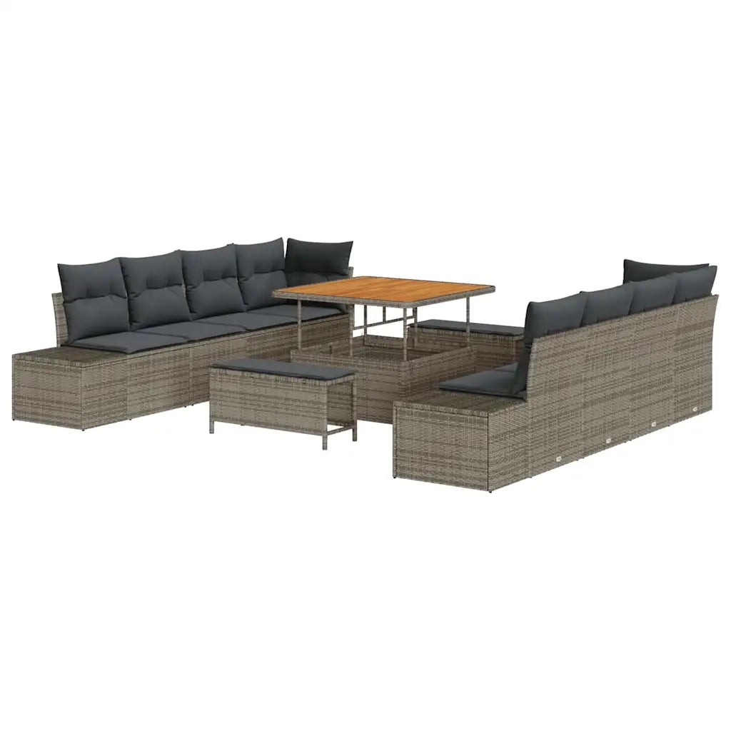Set Divano da Giardino con cuscino 11 pcs Grigio Poly Rattan 3364718