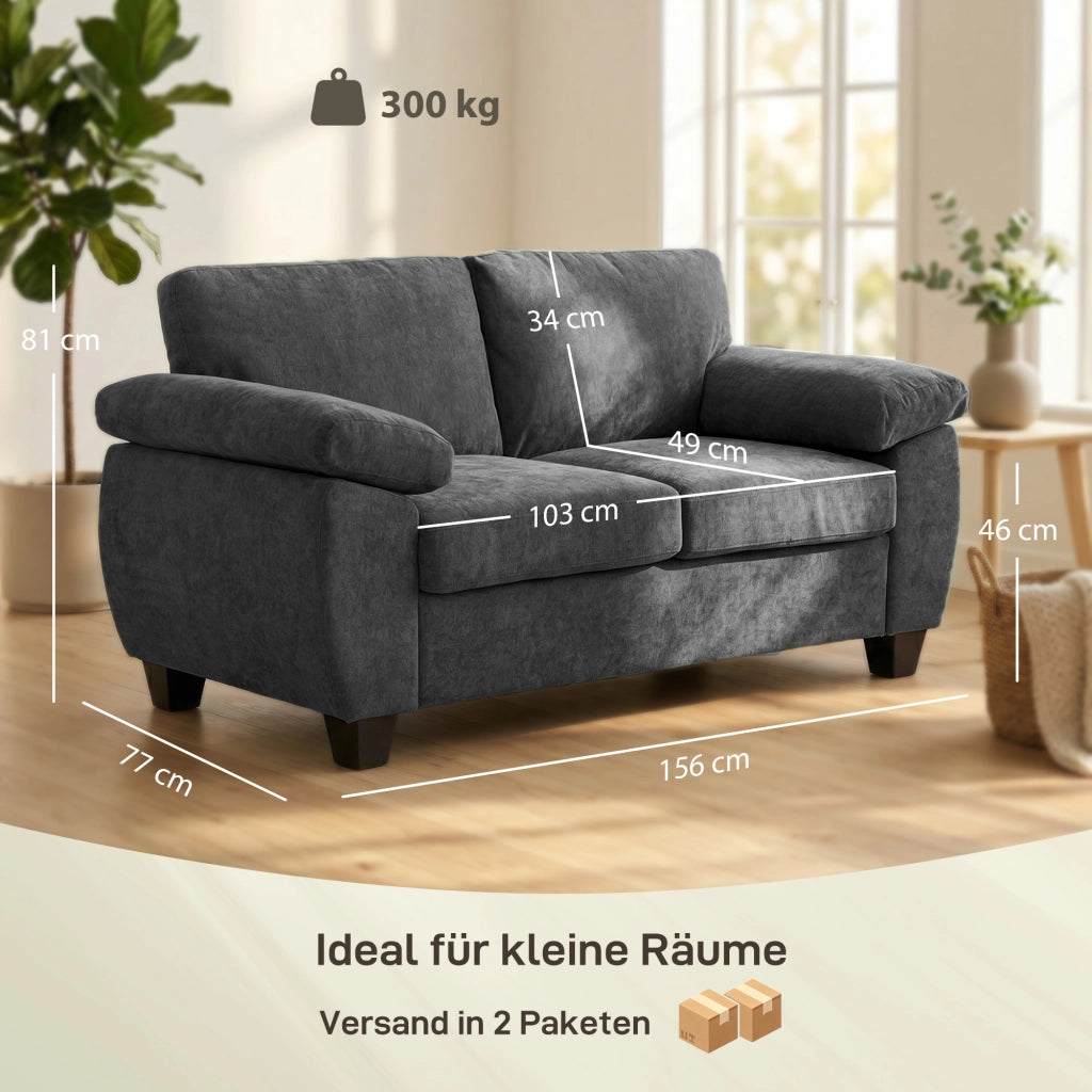 Divano 2 posti ¨C Zephmum ¨C Tessuto chenille grigio scuro 156x90x90