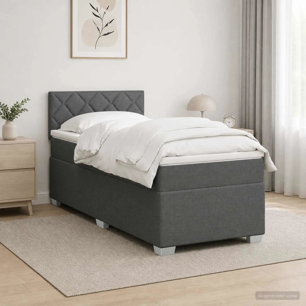 Letto con Box Spring, Materasso e LED Grigio Scuro 90 x 200 cm 3451862