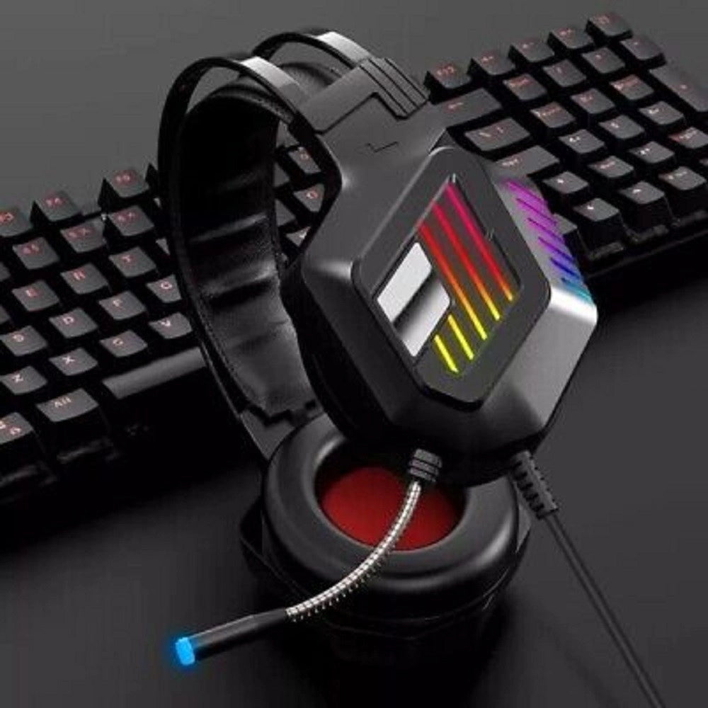 Trade Shop - Cuffie Gaming Da Gioco Stereo Bass Con Microfono Luci A Led Rgb Per Ps4 Pc Qe8 -